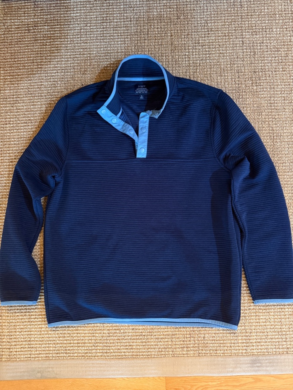 JCrew Navy Blue Pullover with Light Blue Trim XL